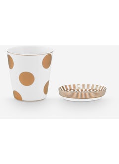 Pip Studio Dot Delight White Porcelain Latte Glass Set 230 ml  - Image 3