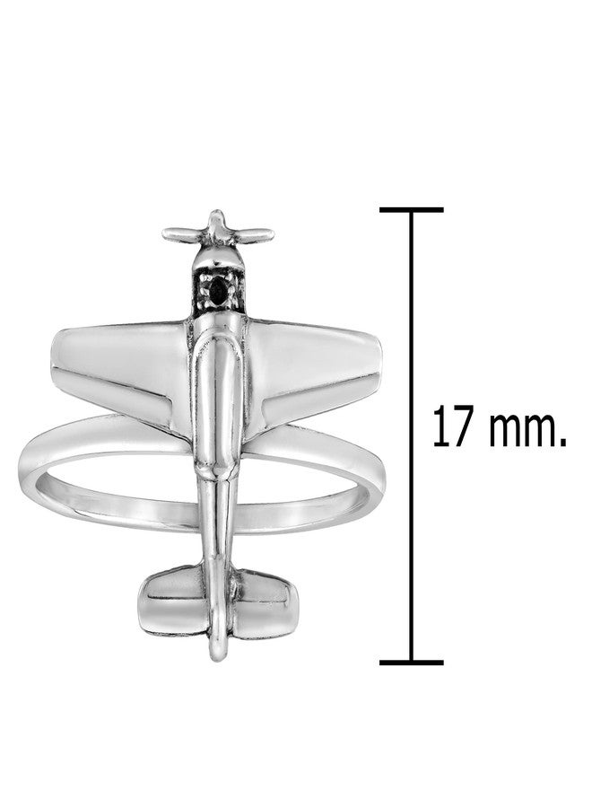 AeraVida Sky High Adventure Propeller Plane .925 Sterling Silver Band Ring (8) | Unique and Stylish Men's and Women's Jewelry Accessory - Image 4