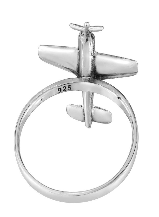 AeraVida Sky High Adventure Propeller Plane .925 Sterling Silver Band Ring (8) | Unique and Stylish Men's and Women's Jewelry Accessory - Image 3