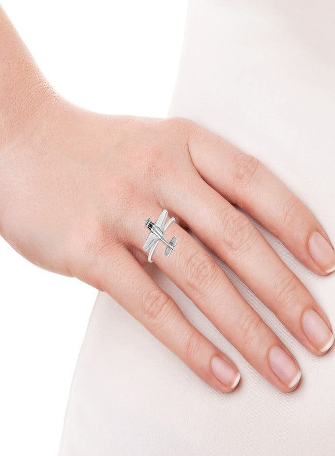 AeraVida Sky High Adventure Propeller Plane .925 Sterling Silver Band Ring (8) | Unique and Stylish Men's and Women's Jewelry Accessory - Image 5