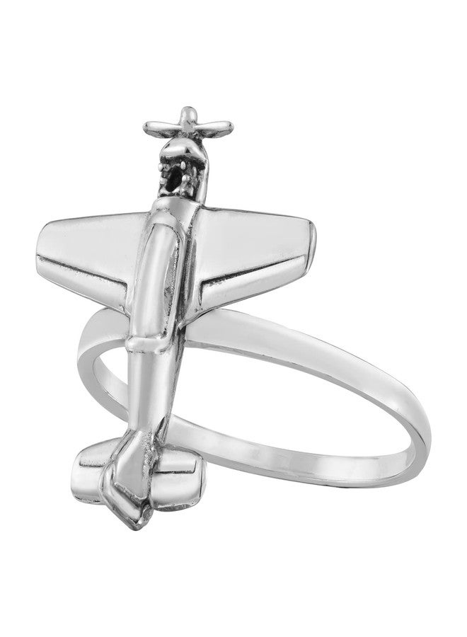 AeraVida Sky High Adventure Propeller Plane .925 Sterling Silver Band Ring (8) | Unique and Stylish Men's and Women's Jewelry Accessory - Image 2