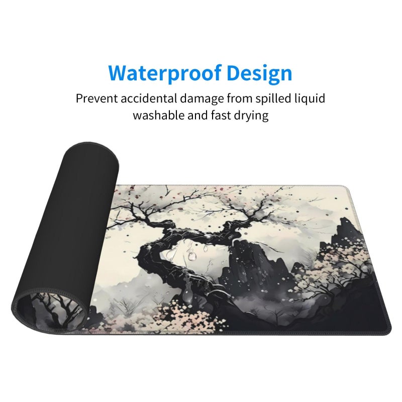 Brecoy Extended Gaming Mouse Pad, Large Gaming Mouse Waterproof with Stitched Edges, Non-Slip Desktop Pad for Home and Office, Level Up Your 31.5x11.8 Inchâ€¦ (wash Painting) - Image 3