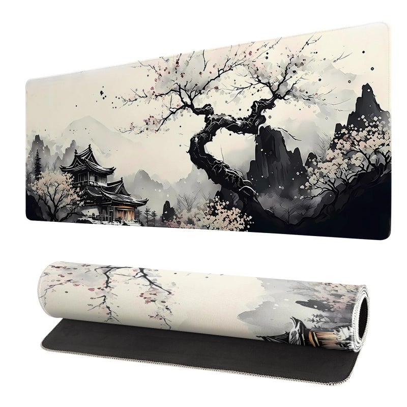 Brecoy Extended Gaming Mouse Pad, Large Gaming Mouse Waterproof with Stitched Edges, Non-Slip Desktop Pad for Home and Office, Level Up Your 31.5x11.8 Inchâ€¦ (wash Painting) - Image 1