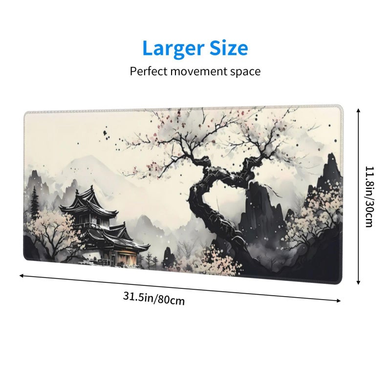 Brecoy Extended Gaming Mouse Pad, Large Gaming Mouse Waterproof with Stitched Edges, Non-Slip Desktop Pad for Home and Office, Level Up Your 31.5x11.8 Inchâ€¦ (wash Painting) - Image 2