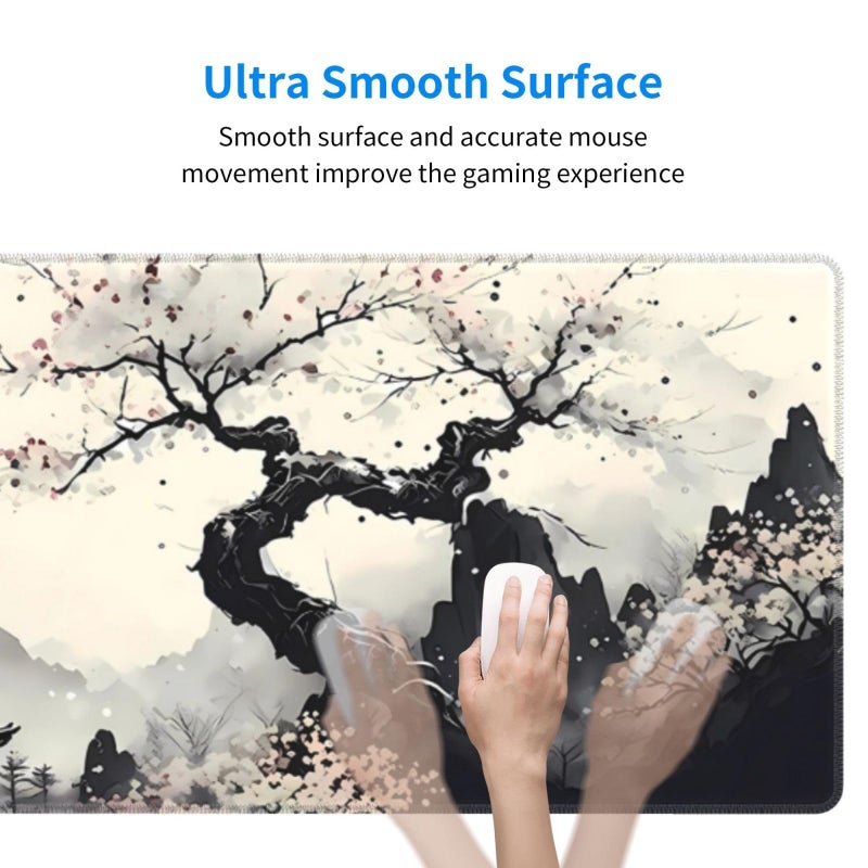 Brecoy Extended Gaming Mouse Pad, Large Gaming Mouse Waterproof with Stitched Edges, Non-Slip Desktop Pad for Home and Office, Level Up Your 31.5x11.8 Inchâ€¦ (wash Painting) - Image 4