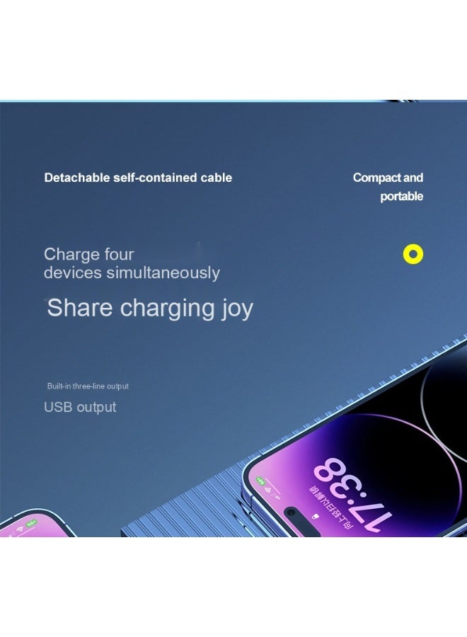 20000mAh Mini Portable Power Bank with Built-in Cable - High Capacity Charging Solution - Image 3