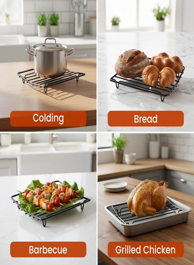 TreeLen Roasting Rack for Roasting Pan,Baking Rack for Cooking, Roasting, and Grilling,V Shape Non-Stick Wire Rack,10×8" Black - Image 4