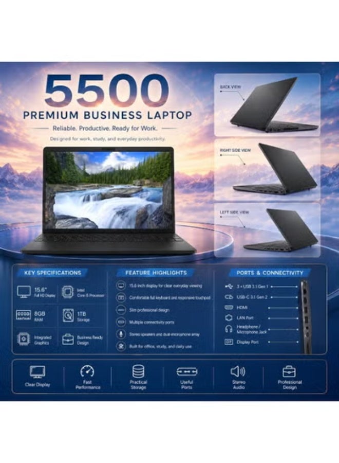 15.6 Inch Business Laptop with Core i5 Processor, 8GB RAM, Fast SSD Storage, Stand, Mouse and Carry Bag for Work and Study - Image 4