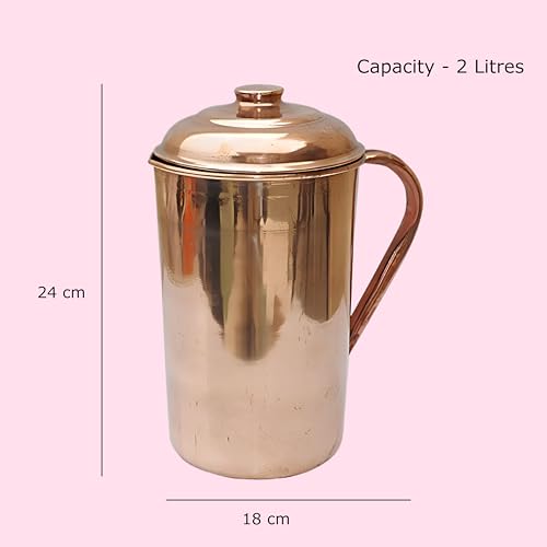 Adoko Pure Copper Water Jug 2 Litre | Handcrafted Copper Pitcher for Drinking Water & Storage | Ayurvedic Health Benefits | Smooth Finish & Leak-Proof Design - Image 3