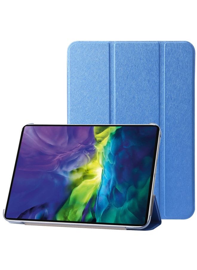 HuHa - Case Cover For iPad 10th Gen 10.9 2022 Silk Texture Three-fold Horizontal Flip Leather Tablet Case Blue - Image 1