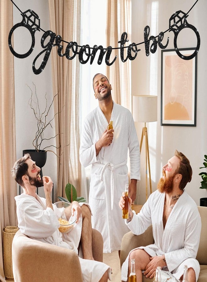 Breling Groom to Be Banner, 10ft Pre-Strung Groom to Be Garland Banner Glitter Bachelor Party Decor for Groom Engagement Party Bunting Sign for Bridegroom Shower Engagement Wedding Party Decor(Black) - Image 4