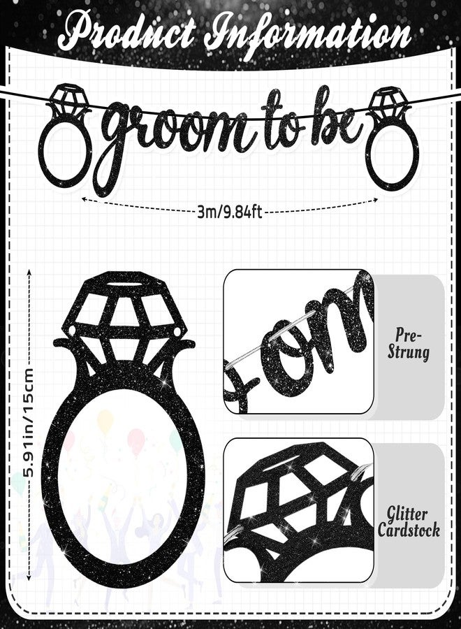 Breling Groom to Be Banner, 10ft Pre-Strung Groom to Be Garland Banner Glitter Bachelor Party Decor for Groom Engagement Party Bunting Sign for Bridegroom Shower Engagement Wedding Party Decor(Black) - Image 2