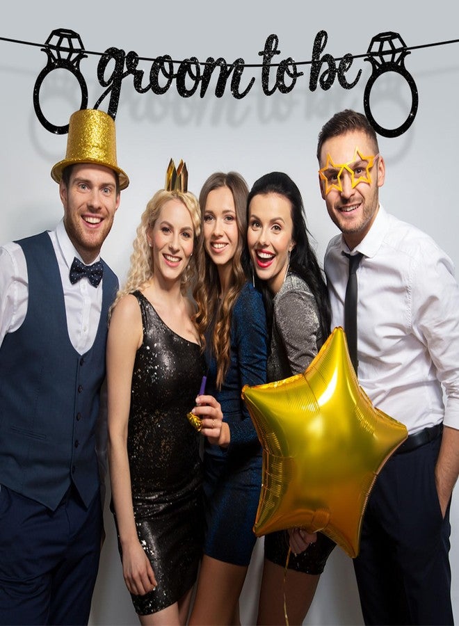 Breling Groom to Be Banner, 10ft Pre-Strung Groom to Be Garland Banner Glitter Bachelor Party Decor for Groom Engagement Party Bunting Sign for Bridegroom Shower Engagement Wedding Party Decor(Black) - Image 5