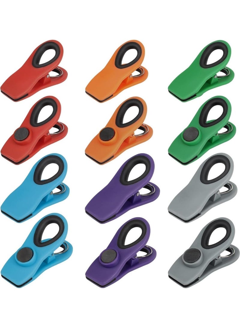 SILADEFU 12 multifunctional magnetic clips, magnetic sealing bag clips, suitable for chips, bread, snacks, refrigerator storage, kitchen storage clips, available in various colors, perfect for kitchen organization and storage, home decoration, and adding decorative touches to your home. - Image 1
