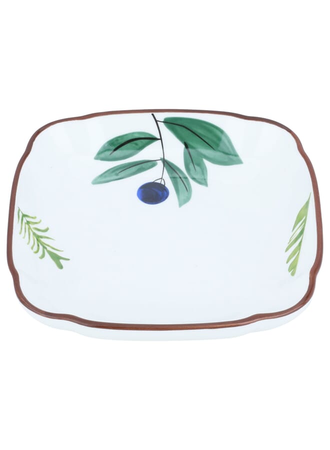Alsaif Gallery White square porcelain dessert plate with blue fruit pattern, 5.5 inches - Image 1