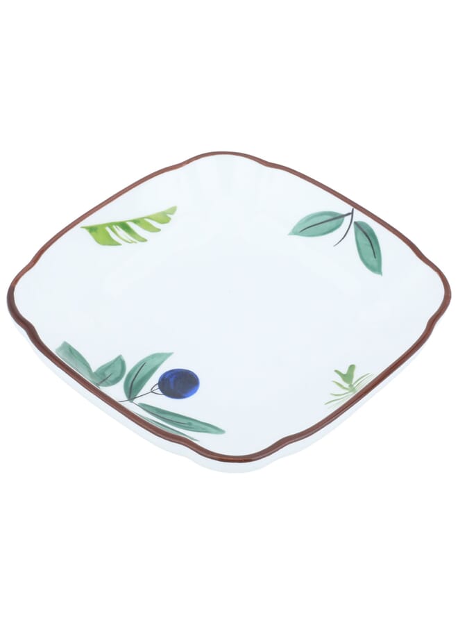 Alsaif Gallery White square porcelain dessert plate with blue fruit pattern, 5.5 inches - Image 2