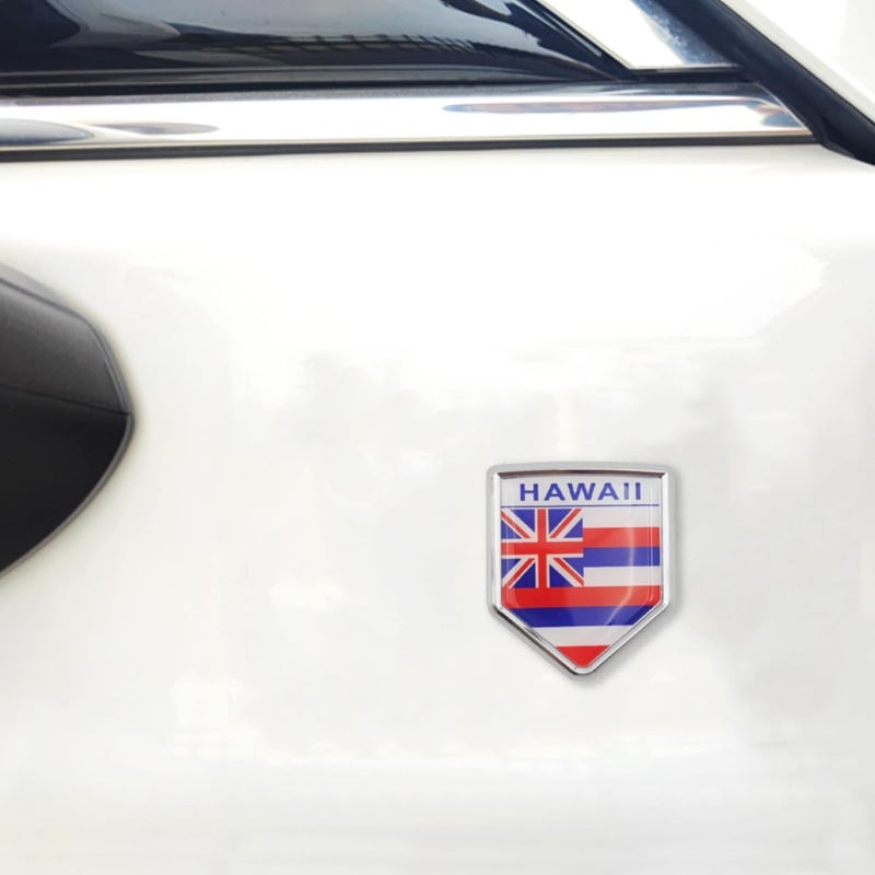 Overdecor Hawaii Flag Decal Stickers Car Emblem Hawaii Car Accessories Decorations Chrome Shield Flag Sticker Decals for Cars Truck Vehicles, 2 Pack - Image 4