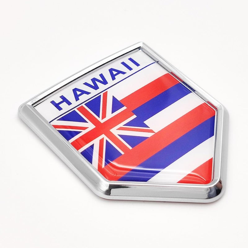 Overdecor Hawaii Flag Decal Stickers Car Emblem Hawaii Car Accessories Decorations Chrome Shield Flag Sticker Decals for Cars Truck Vehicles, 2 Pack - Image 1