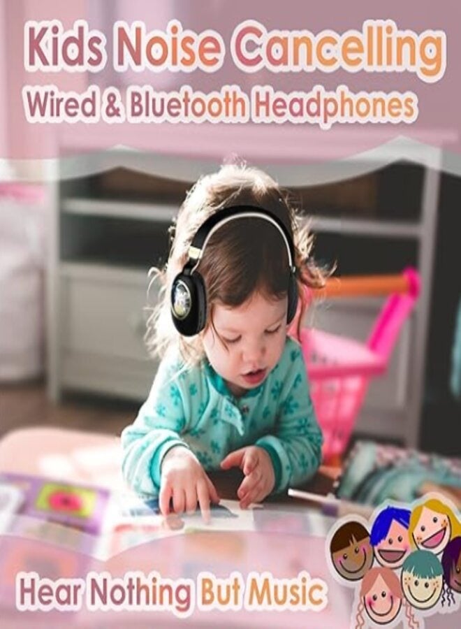 Black Kids Bluetooth Headphones Wired with Microphone - Image 3