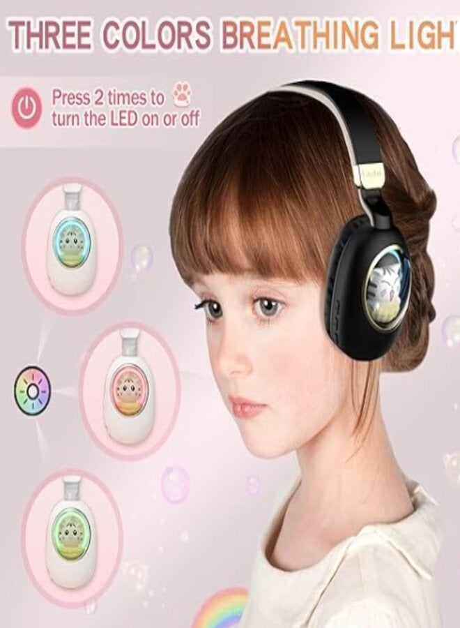 Black Kids Bluetooth Headphones Wired with Microphone - Image 2