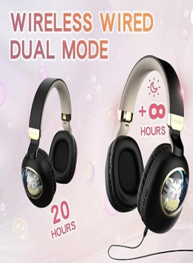 Black Kids Bluetooth Headphones Wired with Microphone - Image 5