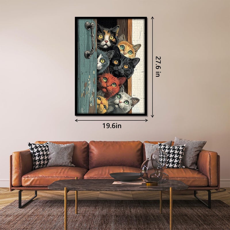 PPuzzling Cat Puzzles for Adults 1000 Pieces, Colorful Cats Jigsaw Puzzles, Challenging Animal Cute Kitten Puzzle as Home Wall Art - Image 5