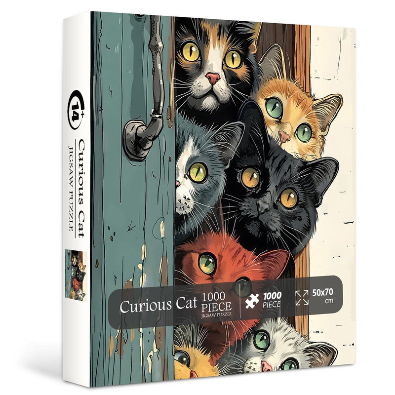 PPuzzling Cat Puzzles for Adults 1000 Pieces, Colorful Cats Jigsaw Puzzles, Challenging Animal Cute Kitten Puzzle as Home Wall Art - Image 1