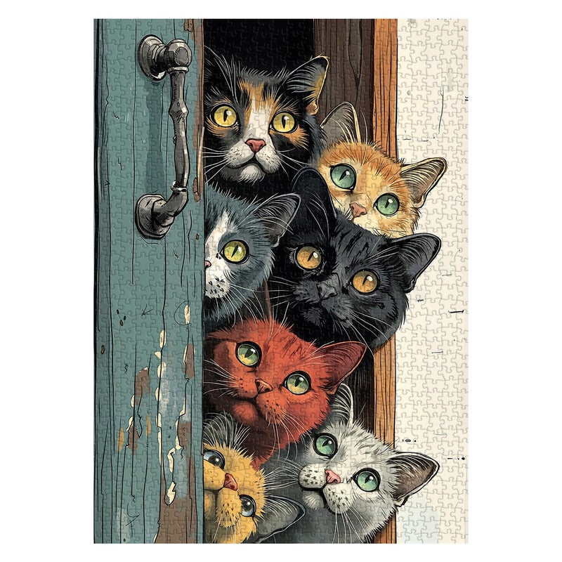 PPuzzling Cat Puzzles for Adults 1000 Pieces, Colorful Cats Jigsaw Puzzles, Challenging Animal Cute Kitten Puzzle as Home Wall Art - Image 2