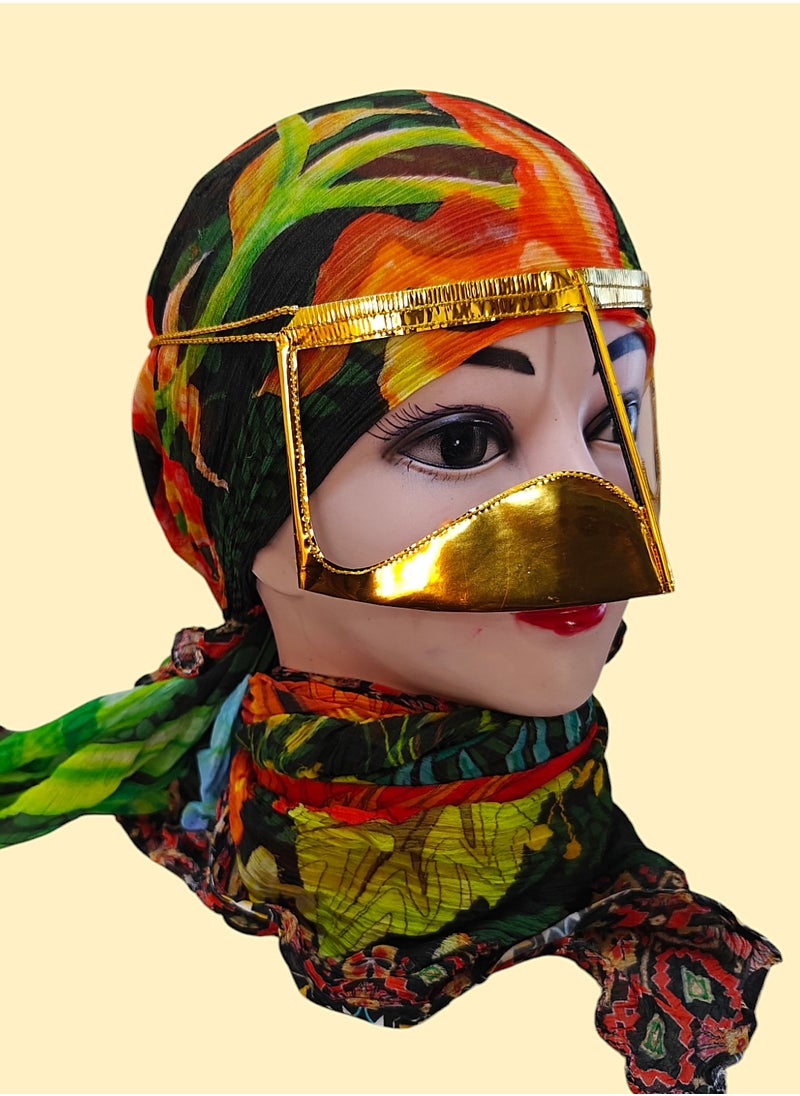 ماركة غير محددة البرقع الذهبي، النقاب، قناع الوجه العربي التقليدي بتولة 4 قطع  - Image 3