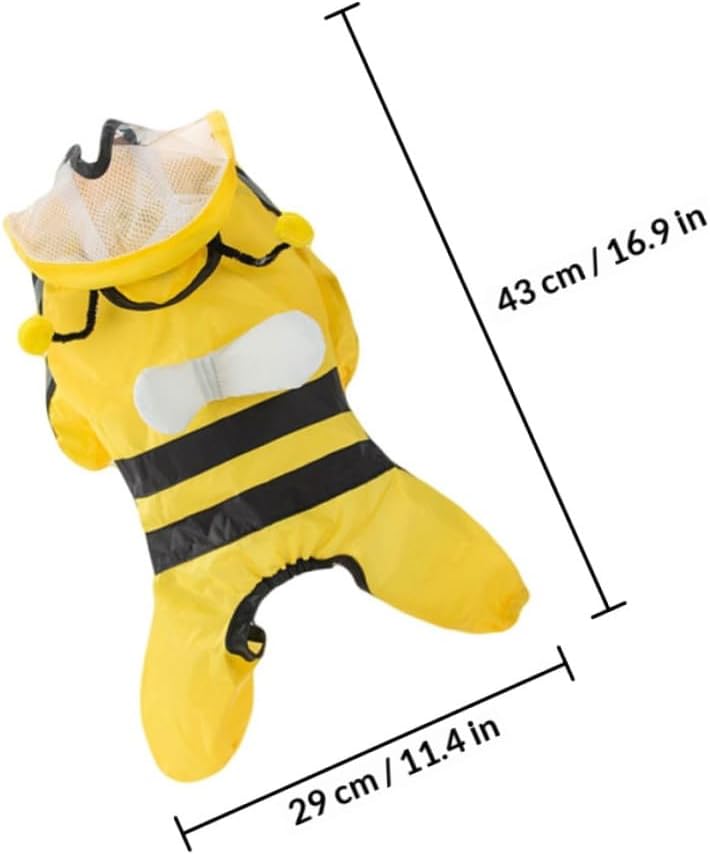 ABOOFAN Pet Bee Raincoat Waterproof Dog Rain Jacket Small Size Four-Legged Puppy Rain Gear Cute Outdoor Wear for Small and Medium Dogs - Image 2