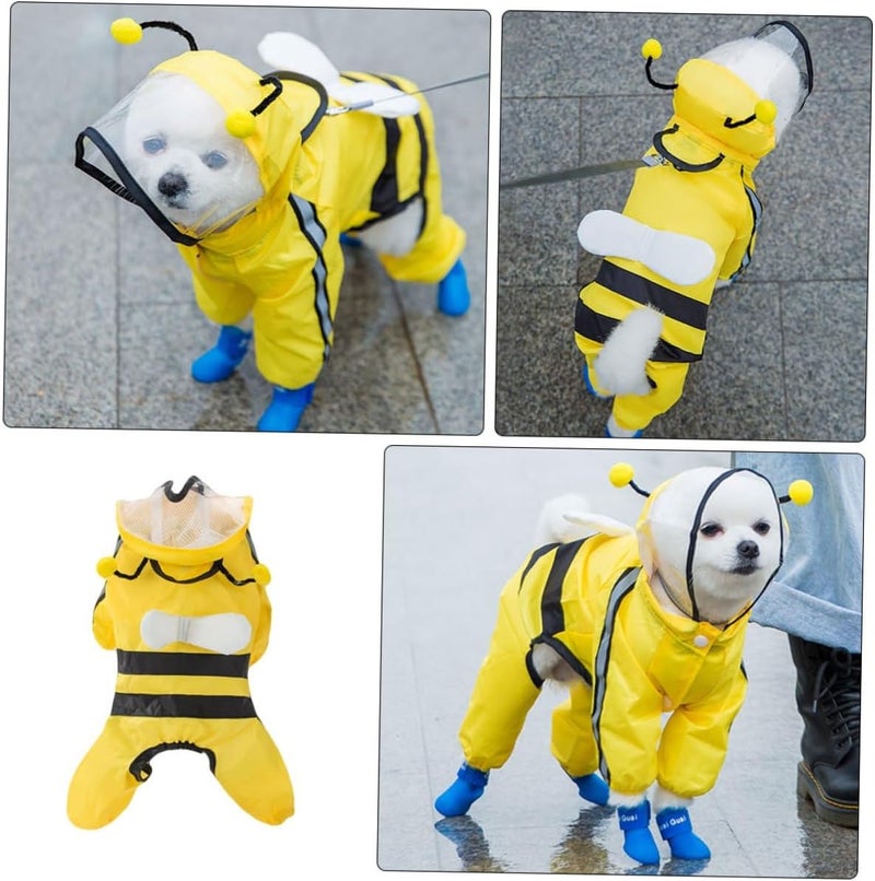 ABOOFAN Pet Bee Raincoat Waterproof Dog Rain Jacket Small Size Four-Legged Puppy Rain Gear Cute Outdoor Wear for Small and Medium Dogs - Image 3