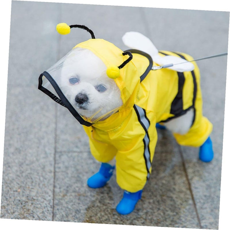 ABOOFAN Pet Bee Raincoat Waterproof Dog Rain Jacket Small Size Four-Legged Puppy Rain Gear Cute Outdoor Wear for Small and Medium Dogs - Image 4