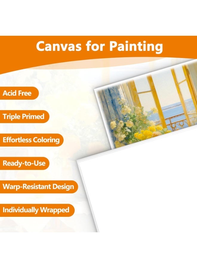 قماش للرسم، 6 عبوات من ألواح قماشية فارغة - 20 × 20 سم (8 × 8)، قماش فني قطني للأكريليك والرسم الزيتي، لوازم فنية مثالية للفنانين المحترفين والرسامين الهواة والمبتدئين - Image 5