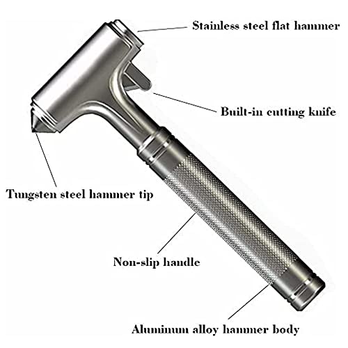STORE 2508 Store2508 Premium Car Glass Breaker with Seat Belt Cutter Automotive Safety Hammer Emergency Escape Tool Car Auto Accessory Metal Window Hammer Vehicle Hard Aluminium Alloy Head (Silver Pack of 2) - Image 2