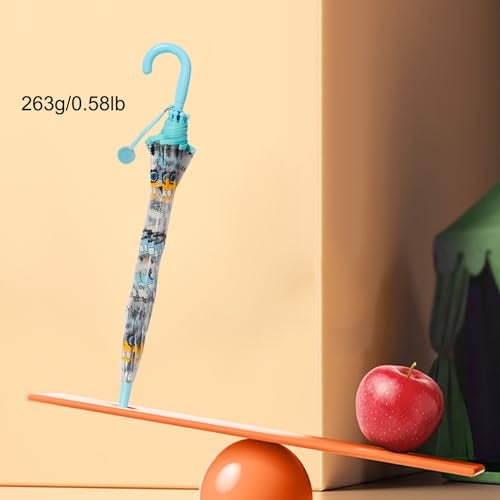 ThreeH Clear Stick Umbrella Kid Transparent Auto Open Umbrella with an Easy Grip Safety Walking Dome Bubble Umbrella 8 Fiber Ribs Dark Blue - Image 5