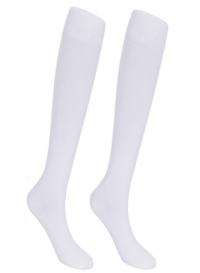 CaySep Unisex 1 pair White Knee High Long Sports Socks-Wicking Non-Slip Athletic Long Soccer Softball Baseball Socks for Men Women - Image 1