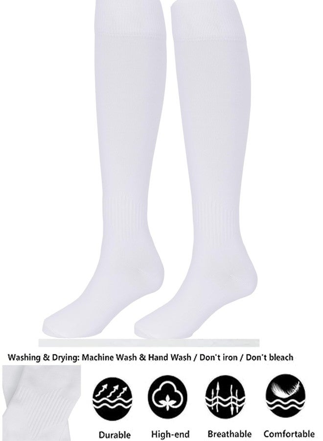 CaySep Unisex 1 pair White Knee High Long Sports Socks-Wicking Non-Slip Athletic Long Soccer Softball Baseball Socks for Men Women - Image 2