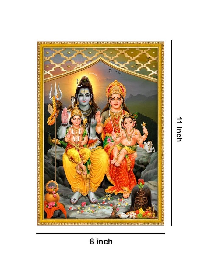 999STORE لوحة صورة عائلة الإله شيفا مع إطار صورة لمعبد / ماندير إطار صورة عائلة شيفا (MDF & ألياف_12X8 بوصة) God0177 - Image 4