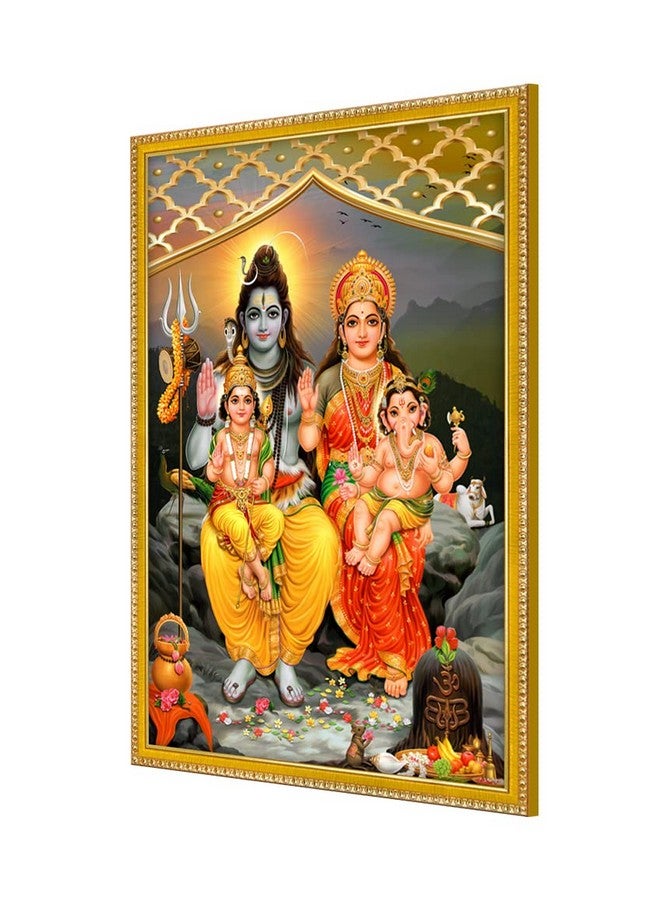999STORE لوحة صورة عائلة الإله شيفا مع إطار صورة لمعبد / ماندير إطار صورة عائلة شيفا (MDF & ألياف_12X8 بوصة) God0177 - Image 3