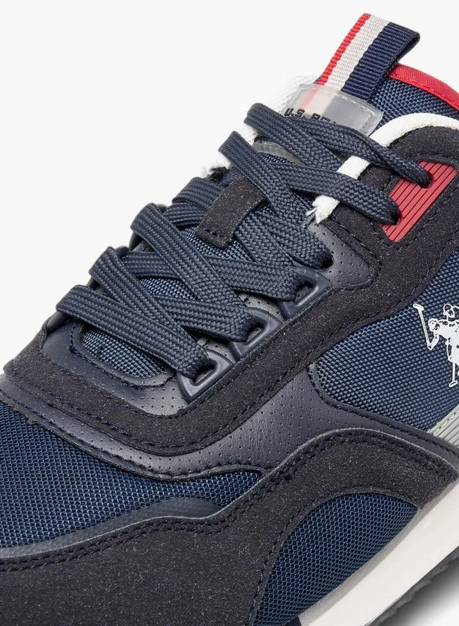 U.S. Polo Assn. NAVY Men's Logo Detail Sneakers with Lace-Up Closure for Men | Best Price UAE