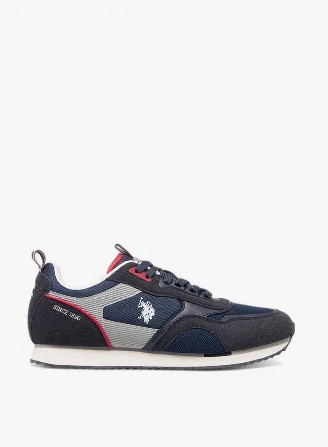 U.S. Polo Assn. NAVY Men's Logo Detail Sneakers with Lace-Up Closure for Men | Best Price UAE