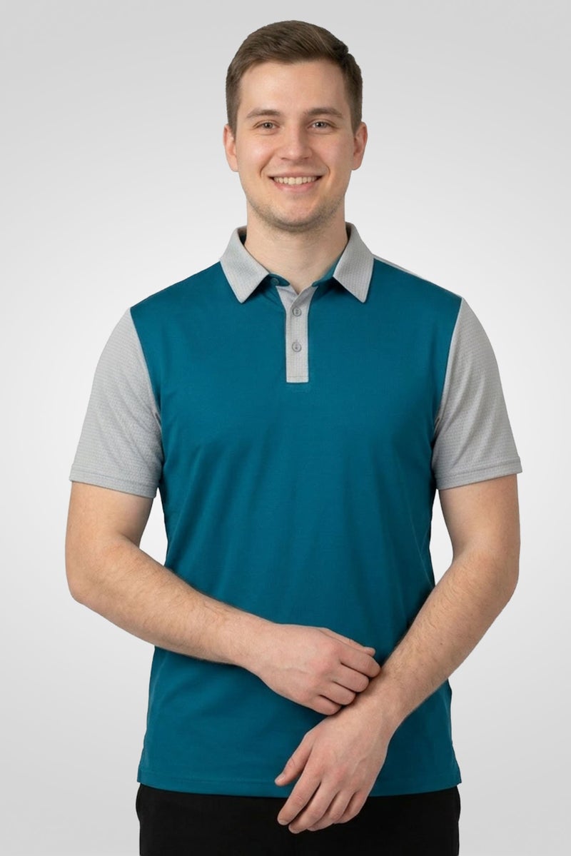 Ping Men Sportswear Fit Short Sleeve Keyes Golf Polo Shirt, Teal Blue - Image 1