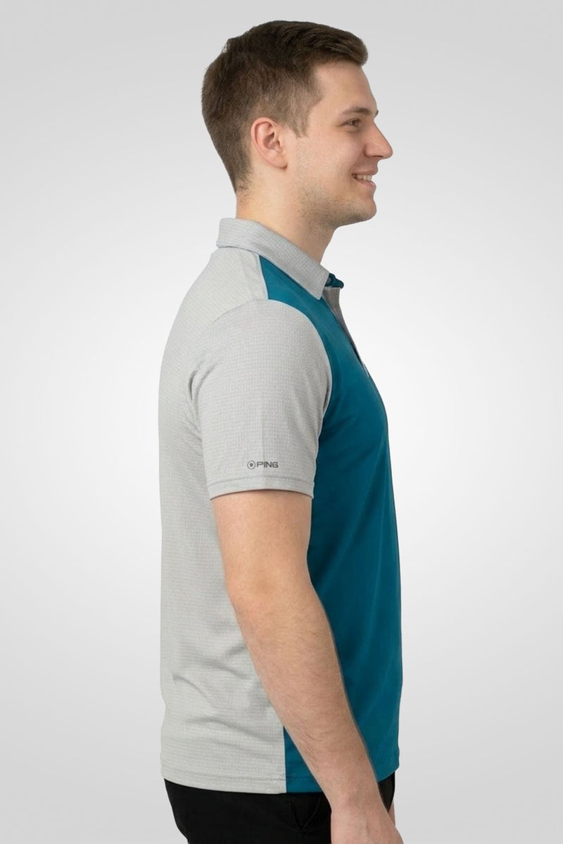 Ping Men Sportswear Fit Short Sleeve Keyes Golf Polo Shirt, Teal Blue - Image 3