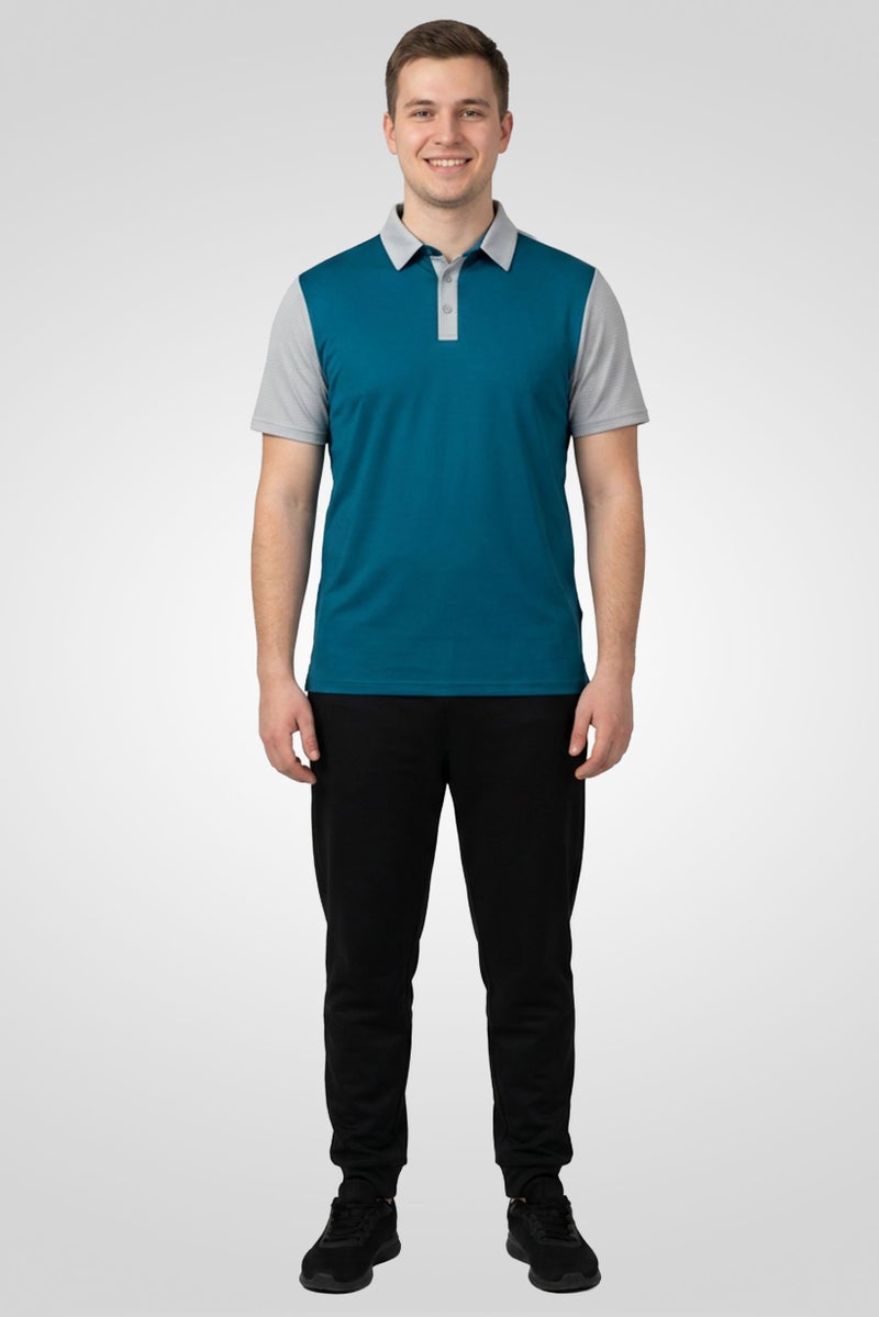 Ping Men Sportswear Fit Short Sleeve Keyes Golf Polo Shirt, Teal Blue - Image 2
