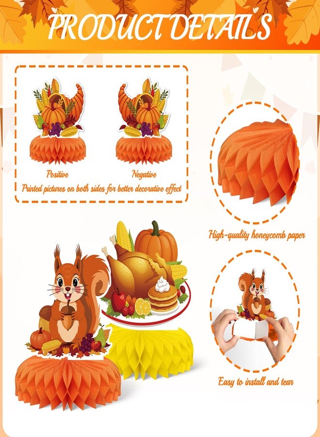KSKSPE Thanksgiving Honeycomb Decorations,8 PCS KSKSPE Fall Centerpiece Table Decorations for Autumn Thanksgiving Harvest Party Festial Table Decor Supplies - Image 5