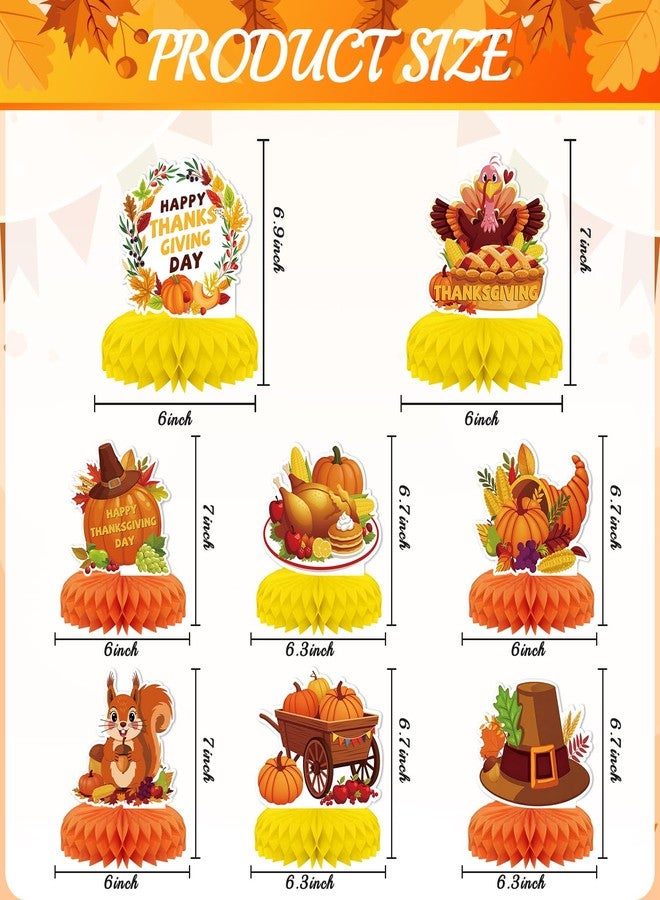 KSKSPE Thanksgiving Honeycomb Decorations,8 PCS KSKSPE Fall Centerpiece Table Decorations for Autumn Thanksgiving Harvest Party Festial Table Decor Supplies - Image 3