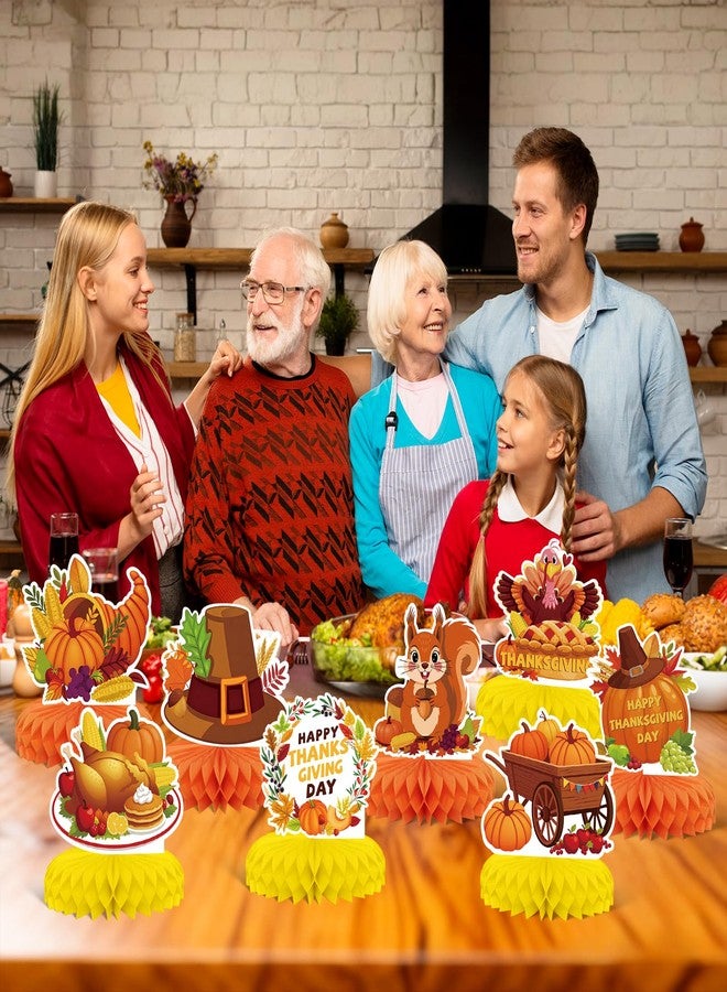 KSKSPE Thanksgiving Honeycomb Decorations,8 PCS KSKSPE Fall Centerpiece Table Decorations for Autumn Thanksgiving Harvest Party Festial Table Decor Supplies - Image 2