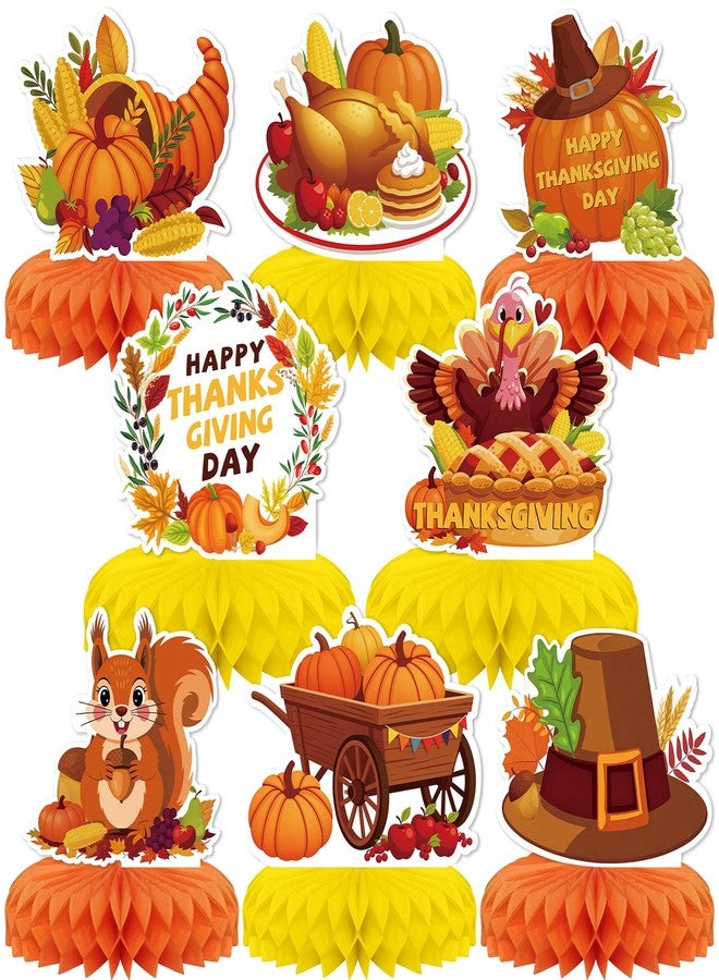 KSKSPE Thanksgiving Honeycomb Decorations,8 PCS KSKSPE Fall Centerpiece Table Decorations for Autumn Thanksgiving Harvest Party Festial Table Decor Supplies - Image 1