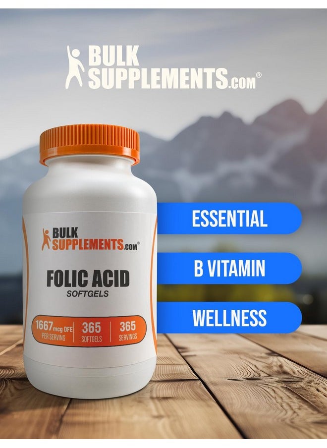 بالك سابلمنتس كبسولات حمض الفوليك من BulkSupplements.com - فيتامين ب9، مكمل حمض الفوليك، حمض الفوليك 1700 ميكروجرام - مكمل حمض الفوليك، خالٍ من الجلوتين، كبسولة هلامية واحدة لكل وجبة، 365 كبسولة (عبوة واحدة)  - Image 5