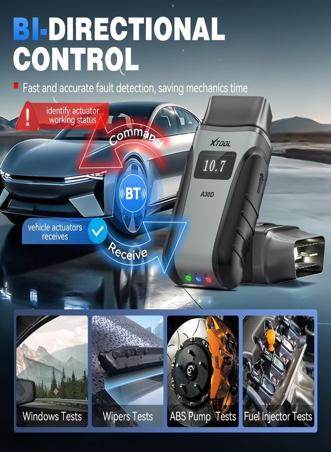 Xtool Wireless OBD2 Scanner, Anyscan A30D Bidirectional Scan Tool, Lifetime Update, Full Systems Car Scanner, 14 Services, ABS Bleed, Injector Coding, Oil EPB BMS SAS TPMS Reset, for iPhone & Android - Image 5